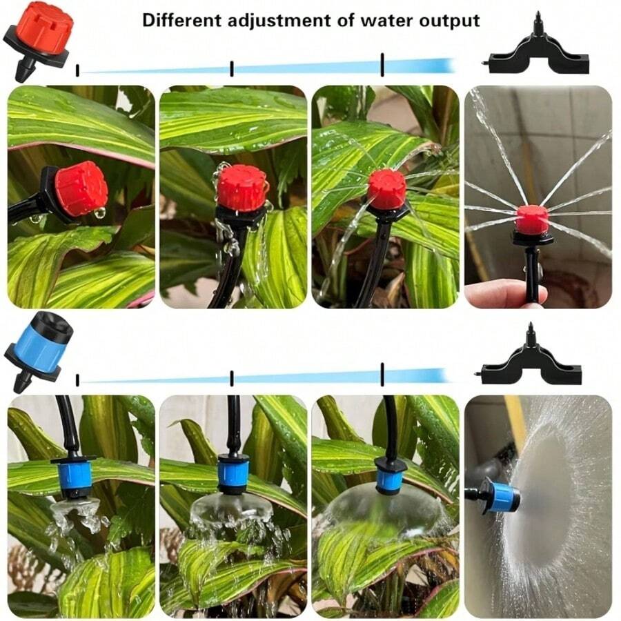 Garden Irrigation Tool Set, Including A Full-Circle Fountain Nozzle And Adjustable Eight-Hole Emitters, Equipped With Two Punch Tools, Made Of Plastic, Suitable For Irrigation Systems