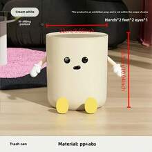 1pc Cute Cartoon Large Trash Can With Lid - Press To Open, Durable Plastic Garbage Bin Suitable For Kitchen, Bathroom, Living Room - Multicolor - View 9