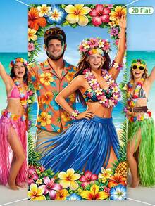 1件夏威夷 Luau 派對情侶拍照道具，含挖空臉部設計，夏威夷拍照橫幅，夏季海灘派對聚會背景布，夏威夷情侶相框，夏威夷熱帶派對裝飾，夏季海灘派對背景裝飾，Aloha 派對用品，火烈鳥派對裝飾，夏季裝飾，假期派對用品，夏季派對小禮物 - 夏威夷 - 查看 10