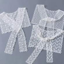 1pc Mesh Embroidered Lace Shawl, New Summer Versatile Pastoral Style Embroidered Scarf - White - View 6