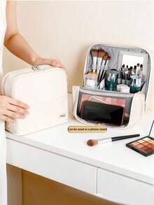 Large-Capacity Upright Makeup Bag With A Detachable Mirror. Suitable For Storing Toiletries And Cosmetics. A Multi-Functional Portable Travel Bag, It Can Also Hold Makeup Tools, Hair Tools, And Nail Polish. It Can Be Placed On A Luggage Rack. - Multicolor - View 5