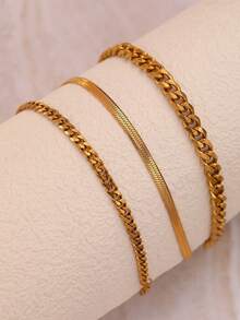 Aomogo Elegant Stainless Steel Gold Chain Anklet Jewelry For Women - Gold 2 - View 2