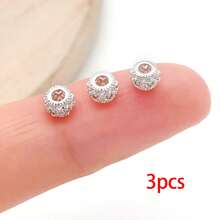 3颗18K镀金隔珠柱形散珠，镶嵌立方氧化锆，黄铜材质，适用于手链、耳环、项链等DIY手工饰品制作。 - 彩色 - 查看 10