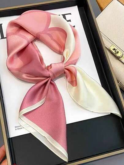 1条简约印花70厘米方巾，新款多功能女士腰带装饰丝带头饰时尚围巾