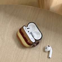 Minimalist Semi-Transparent Striped + Circular Ring Earphone Case Compatible With Apple Pro3/Pro2/AirPods4/AirPods3/AirPods2, Fashionable Women Earphone Case, Minimalist Earphone Case, Apple Earphone Case - Multicolor - View 6