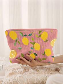 Bolsa de maquillaje con estampado de limón, bolsa de almacenamiento de artículos de tocador para viajes, adecuada para entusiastas de la belleza, hermanas, estudiantes, adultos, amigos, patrón aleatorio - Multicolor - Ver 16