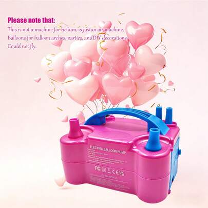 Mini gonfiatore elettrico per palloncini, con doppia bocchetta, 220V 300W spina EU, gonfia 1 palloncino in 3 secondi, portatile con manico (arancione, magenta) - ideale per il ritorno a scuola, primavera, San Valentino, carnevale, San Patrizio, Pasqua, Pesce d'Aprile, Festa della Mamma, compleanni, matrimoni e altre decorazioni per feste
