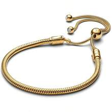 925纯银皇冠系列蛇骨手链！适合DIY原创手链，女士生日婚礼时尚首饰礼物 - 金色 - 查看 1