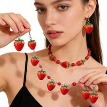 10/20个树脂仿真红色草莓造型吊坠，适用于DIY项链、耳环、钥匙扣、饰品吊坠装饰、珠宝制作配件 - 紅色 - 查看 6