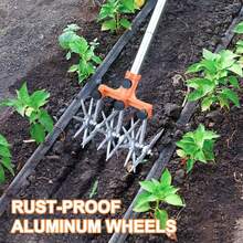 Rotary Cultivator Garden Rotary Tiller Adjustable Stainless Steel Poles Hand Tiller For Soil Mixing Or Reseeding Grass Lawn Tiller Total Length 57 Inch - Orange - View 4
