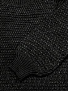 Chunky Mock Neck Knit Sweater, Long Sleeve Balloon Sleeve Pullover Fall Winter Outfit, Relaxed Fit Side Slit Textured Knit Top | Soft Breathable Knit | Multi-Color Options | Perfect With Jeans Casual Textured Knit Balloon Sleeve Sweater | Mock Neck & Ribbed Cuffs | Oversized Loose Fit | Soft Lightweight Fabric | Streetwear & Lounge Essential | Vibrant Solid Colors | Brunch & Date Outfit - Black - View 6