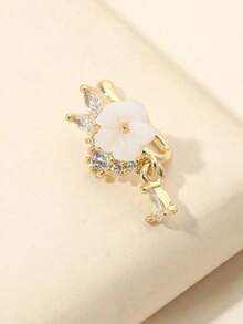 1pc Gold-Plated Stone-Studded Nose Clip Without Piercing For Women, Daily Wear Nose Accessory - Multicolor - View 2