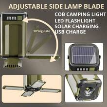 Luz de emergencia multifunción, lámpara de tienda de campaña recargable por energía solar/USB, linterna portátil para acampada con 6 modos, con gancho y indicador de nivel de batería, ajustable para uso doméstico, adecuada para senderismo, pesca, reparaciones - 1 pieza - Ver 6