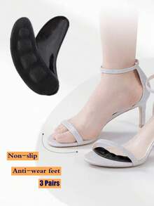 1/2/3 Pairs Anti-Slip Metatarsal Pads, Transparent Half-Size Insoles, Anti-Slip & Wear-Resistant Shoe Inserts, Suitable For Women's High Heels, Women's Shoes, Men's Sneakers, Men's Dress Shoes, Daily Wear, Back To School, Women's Boots Accessories, Outdoor, Sports, Travel, Home, Office, School, Holiday Gifts - Black - View 8