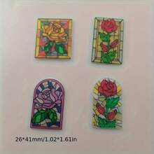 10pcs Rustic Style Black Theme Acrylic Arch Flower Pattern Pendants - 10 - View 4