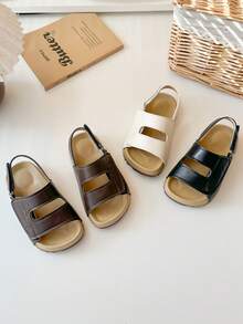 1 Pair 2026 New Fashion Children's Sandals, Suitable For Girls In Summer. Korean Style Hook And Loop Soft Bottom Non-Slip Beach Shoes - Black - View 1