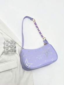 Bolso de mujer tipo baguette, diseño minimalista de cadena y estrella de cinco puntas, primavera/verano 2026 - Morado - Ver 3
