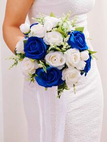 Bó hoa cưới pha lê hình trái tim 10 inch, nơ ren, hoa hồng lụa, phụ kiện trang trí lễ cưới, quà tặng tốt nghiệp, dạ hội. - Nhiều màu - Xem 28