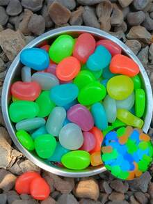 4000 piezas/Set Piedras que brillan en la oscuridad, piedras luminosas para jardín, acuario, decoración de senderos, adecuadas para jardín, césped, patio, hogar, exterior, jardín de hadas, decoración de Navidad/Día del Padre/Halloween - A - Ver 7