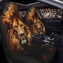 Fierce Lion Head Design Print Universal Car Seat Covers - Imposing Lion Head - View 7