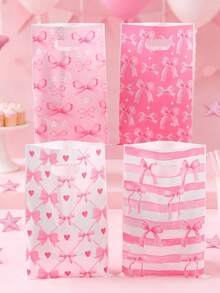10/25/50pcs Pink Bow Gift Bags, Candy Bags With Cute Pink Bow Design, Suitable For Birthday Party, Wedding, Baby Shower, Boy Or Girl Party Favors, Newborn Party Decorations, Party Table Decor, Gender Reveal, Baby Shower, 1st Birthday, Blue & Pink Bear Decor, Party Bag Fillers, Wedding Decorations - Bow - View 2