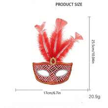 1pc Glitter Feather Masquerade Mask, Sexy Party Festival Makeup Costume Feather Eye Mask For Women - Multicolor - View 9