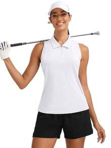 Women's Sleeveless Golf Polo Shirts, Quarter-Zip Tennis Tank Top, Moisture-Wicking Athletic Shirt, Ideal For Tennis, Yoga, And Outdoor Activities - trắng - Xem 1