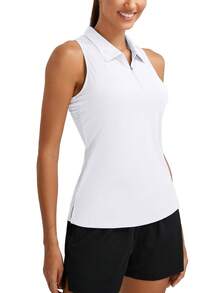 Women's Sleeveless Golf Polo Shirts, Quarter-Zip Tennis Tank Top, Moisture-Wicking Athletic Shirt, Ideal For Tennis, Yoga, And Outdoor Activities - trắng - Xem 3