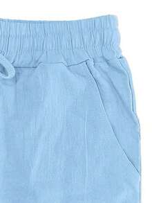 Men's Linen Wide Leg Casual Pants Are Loose Fitting, Breathable And Comfortable, Suitable For All Seasons And Versatile - 淺藍色 - 查看 4