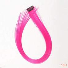 1pc Heat-Resistant Synthetic Long Straight Hair Extension Clip-In, Y2K Style Highlighted Side-Swept Bangs Hair Piece - Multicolor - View 15