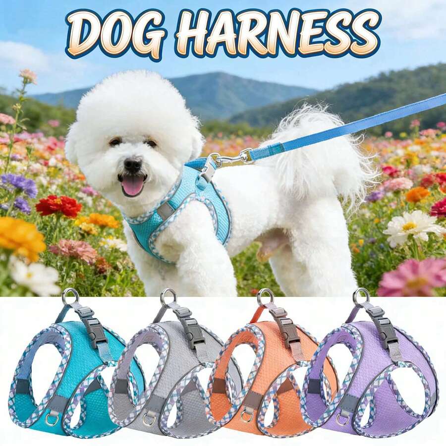 Soft Breathable Dog Harness, Adjustable Reflective Step-In Vest Harness For Small Dogs & Cats, Suitable For Medium & Small Breeds - Multicolor - View 1