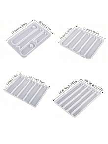 1pc DIY Crystal Epoxy Resin Bookmark Mold, Rectangular, Oval, Triangle, Tassel And Heart Shaped Silicone Mold - White - View 2
