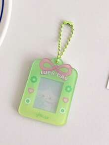 1pc Transparent Cartoon Bow Photo Frame Pendant, Suitable For Photos, Stickers, With Card Slot & Keychain - Bow Card Holder - View 11