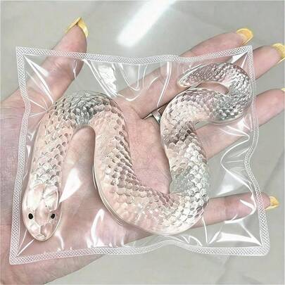 1pc Funny Squeeze Snake Toy, Stress Relief Squeeze Toy, Autism Fidget Toy, Suitable For Children, Adults Office Desk Decor, Can Be Used As Stress Relief Toy Or Prank Gift, Applicable For Desk Decor, Halloween, Christmas, Party Basket Filler