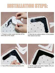 4/8/12/1 pieza Cinta adhesiva reutilizable para alfombras, material de PU lavable sin residuos, pegatina fijadora de alfombras - A - Ver 8