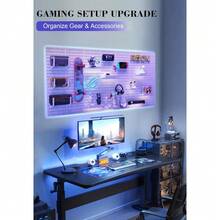 Pegboard Wall Organizer Set – 4 Peg Boards With Hooks & Shelves – Office, Kitchen, Gaming Room Desk Pegboard Storage – Peg Board Wall Display Rack (White) - White - View 2