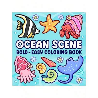 1 Book "Ocean Scenes" Amusing Adult Coloring Book: Adorable Marine Life And Underwater Scenes, Suitable For Relaxation, 56 Pages, 270g Thick Paper, Non-Bleeding, Ideal For Stress Relief And Creative Gifts, Family Bonding, Coloring Book DIY To Cultivate Thinking Ability, Applicable Stationery & School Supplies, Suitable As A Gift For Girls, Perfect For Wedding Season, Mother's Day