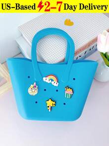 Children Silicone Solid Color Flower Hollow DIY Detachable Handbag Mini Rubber Tote Bag Small Rubber Beach Bag For Kids(Random Pattern) - Nhiều màu - Xem 15