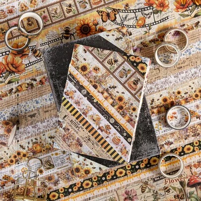 Washi Tape Set 20 Rolls - Vintage Bee Floral Butterfly Botanical Washi Tape Kit, Cute Retro Decorative Tapes For Scrapbooking Supplies, Junk Journal, Bullet Journaling, DIY Art Crafts, Gift Wrapping
