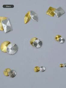 20/40pcs Retro Vintage Coin Style Nail Art Decorations, Tie Dye Metal Slice Nail Accessories, Nail Jewelry, Nail Parts, Nail Art Supplies Nails - Multicolor - View 3