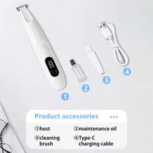 1 件装，带 LED 灯的狗狗爪子修剪器，超低噪音，狗狗修剪器美容套装，含替换刀头、旅行锁、USB Type-C 充电、可充电，宠物毛发修剪器，适用于小型犬猫的爪子、眼睛、耳朵、脸部、臀部等部位，日常美容，日常使用 - 查看 10