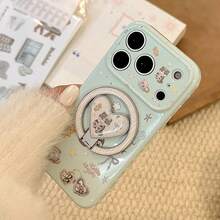 GUCADI 1pc Soft Plush Cat Apple 17/17 Pro Max Phone Case, Cartoon, Cute, Creative, Geometric, Korean Style, Niche, Ins Style - Iceland Blue - View 4