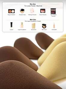 2/4/8Pcs Irregular Double Pat Makeup Sponge Black & Beige Combo Latex-Free Flawless Finish Beauty Sponge For Daily Commute Party Makeup Beginner Friendly - Multicolor - View 1