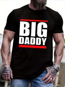 Men's Heavyweight 100% Cotton T-Shirt - Oversized Fit Crew Neck Tee with BIG DADDY Graphic, Plus Sizes Available - Ideal for Dads, Casual Casual Attire & Confident Style - Machine Washable Year-Round Shirt, Relaxed Outfit, Bold Graphic Design, Breathable Fabric, Short Sleeve Top, Big And Tall Men, Weekend Outfit, Streetwear Fashion, Durable Construction, Mens Fashion, PLUS SIZE - Negro - Ver 6