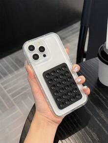 1个极简透明TPU软胶软边黑色吸盘手机壳带支架，可爱气垫大孔手机后盖，兼容 17 Pro Max、17 Pro、17、16 Pro Max、16 Pro、16、15 Pro Max、15 Pro、14、13、12 Pro Max - 彩色 - 查看 1