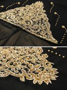 1件优雅波西米亚风雪纺头巾，金色串珠佩斯利刺绣头巾，轻盈透气，适合日常佩戴和搭配长袍，母亲节礼物 - 彩色 - 查看 11