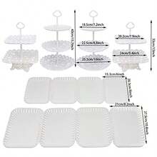 Juego de 12 soportes de plástico para cupcakes soporte para postres bandeja para servir platos de frutas para bodas cumpleaños fiestas postres barra de caramelos color blanco - blanco - Ver 2