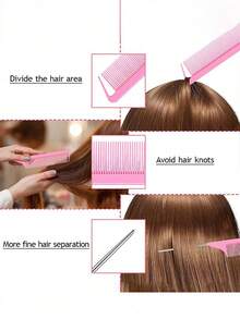 5件套造型梳套装，男女通用，包含发刷、梳子、头皮按摩刷、大女儿柔顺秀发大弯梳、钢针尖尾梳、宽齿造型梳、八齿梳等。（1件套、2件套、6件套）共9排梳子 - 彩色 - 查看 11