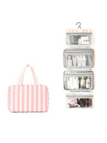 多功能四折洗漱包，带挂钩，便携式旅行化妆品收纳包，适合存放化妆品、药品、洗发水、浴室用品，是商务旅行、度假和日常使用的理想之选。旅行洗漱包，大容量浴室化妆包，男女通用。 - 彩色 - 查看 24