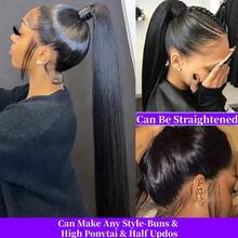 ZHENDEFA Tóc giả thẳng có ren phía trước, kẹp điều chỉnh vô hình, tóc giả ren phía trước trong suốt 360° độ nét cao, tóc giả ren phía trước 360 không cần keo dán làm từ tóc thật, đường chân tóc đã được tỉa sẵn, dành cho nữ. - SNatural - Xem 8